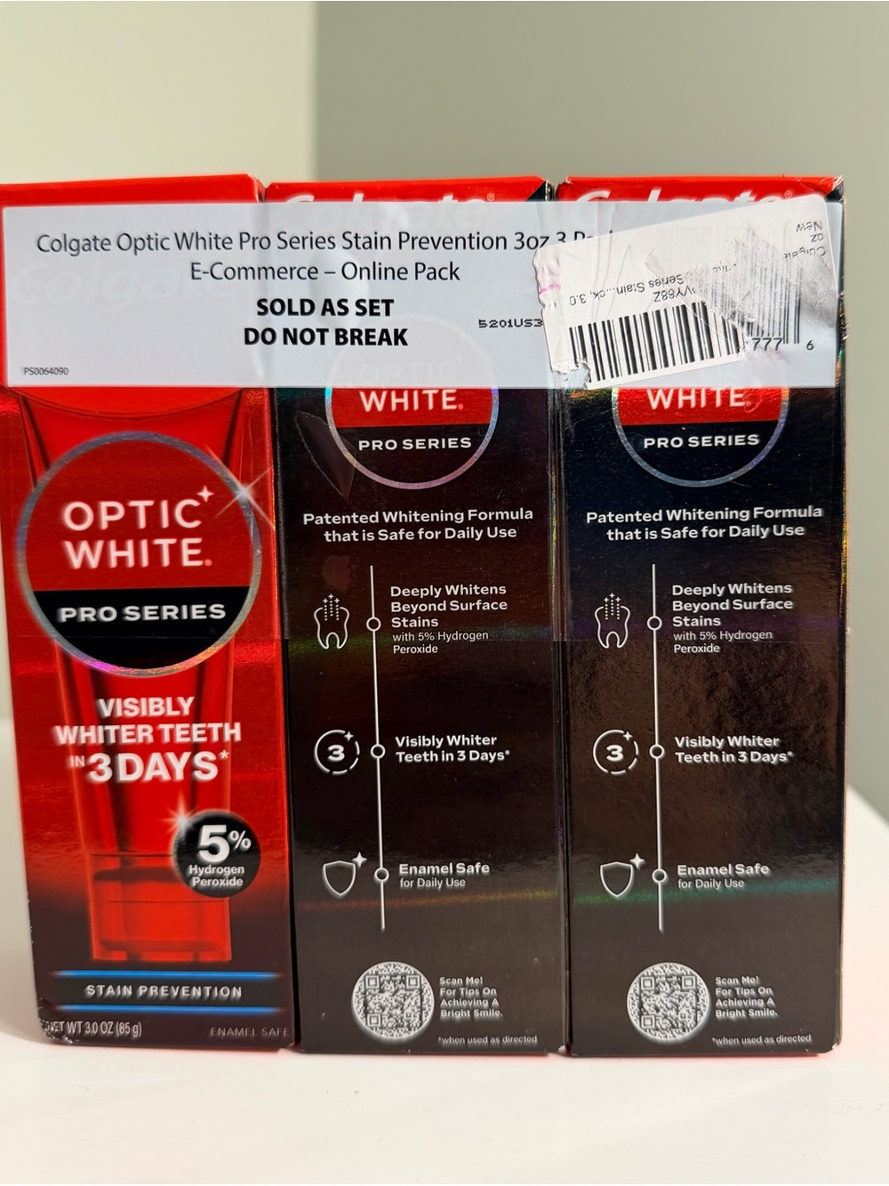 Colgate Optic White Pro Series Toothpaste 3Pack- Red/Black Packaging - Picture 3 of 4